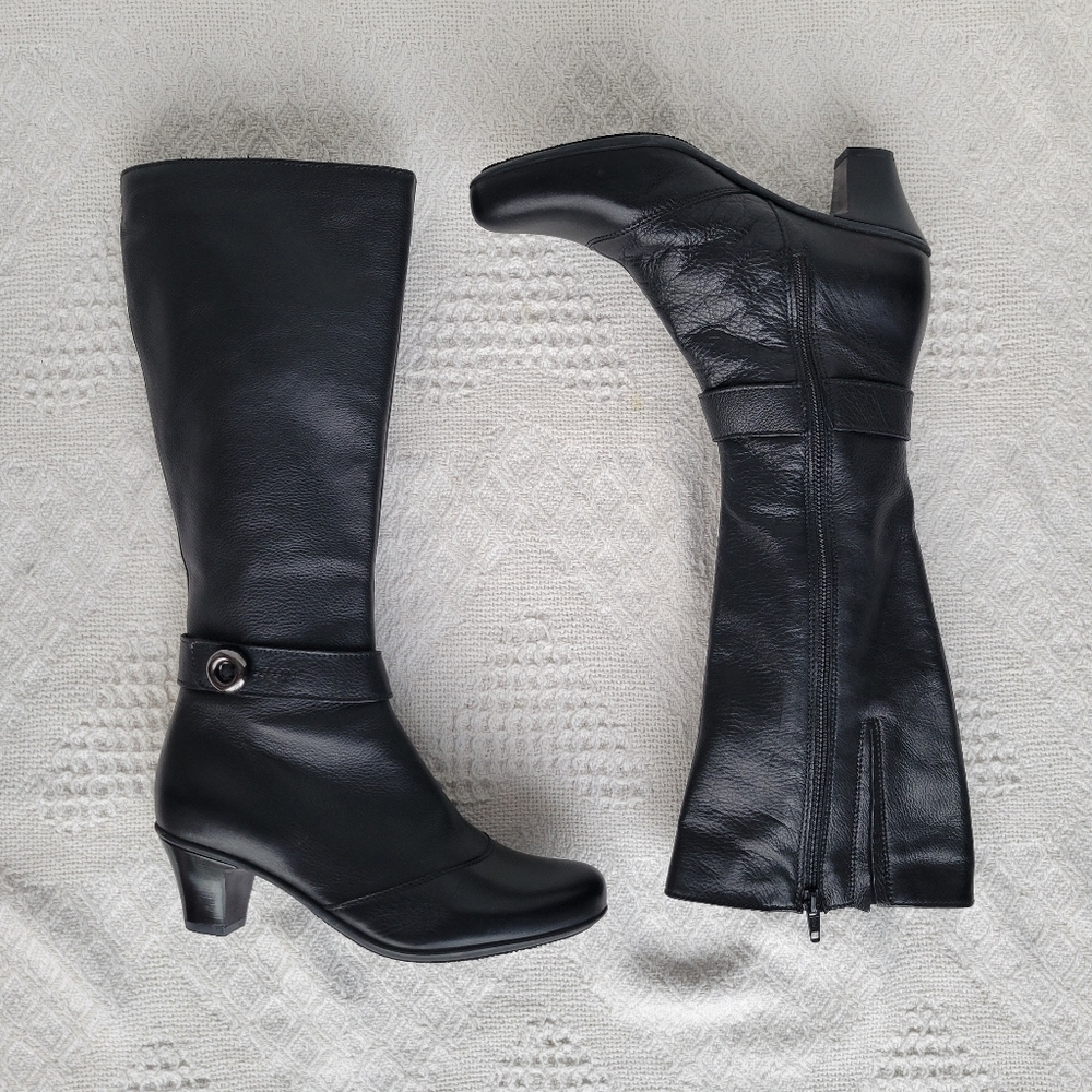 La Canadienne, Leather Zip-Up Knee High Small Heeled, Waterproof, Black Boot - Picture 10 of 13
